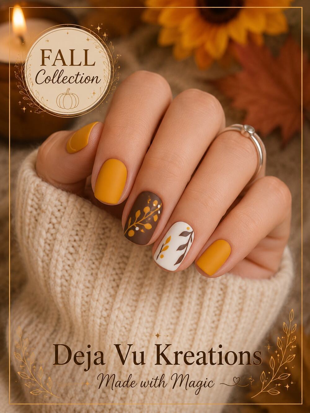 Mustard Yellow Press On Nails Short Square 24 Piece